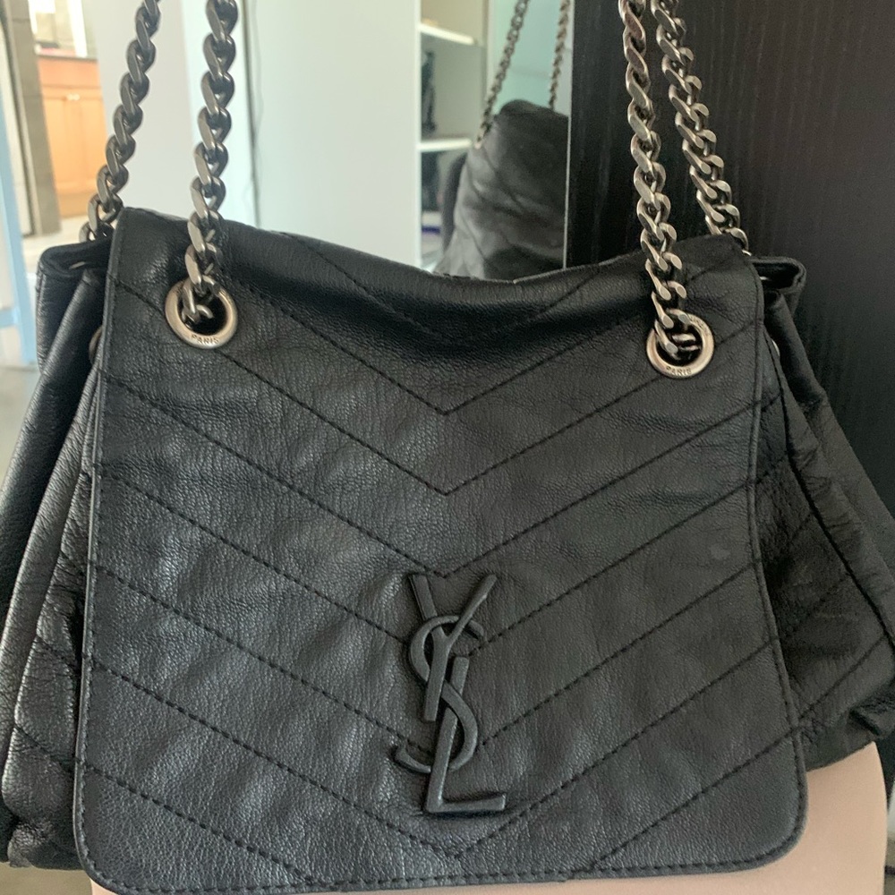 YSL BAG DISTRESSED BLACK